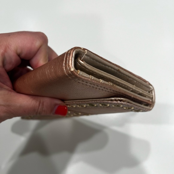 Mercer & Madison Blush Metallic Wallet Clutch with Gold Grommets - Picture 10 of 12